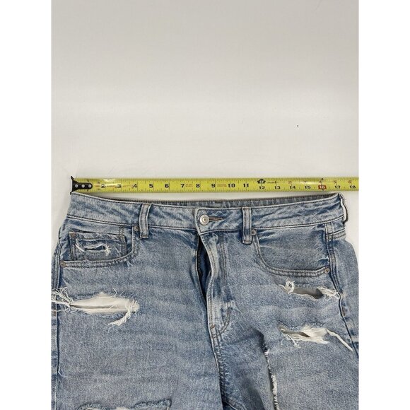 AE AMERICAN EAGLE MOM SHORT‎ STRIGID WOMENS JEAN SHORTS Size 12 Distressed - Picture 12 of 14